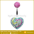 316L Surgical Steel Rainbow Heart Multi - Sprinkle Dot Belly Ring